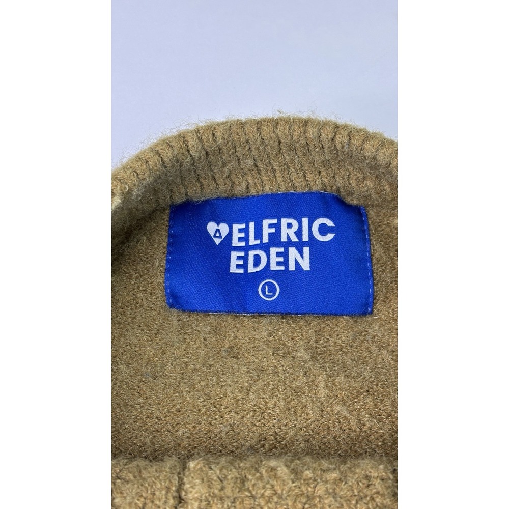 Aelfric Eden Sweater Womens Large Mustard Green Cable Knit Pullover A16-889 - Picture 3 of 8